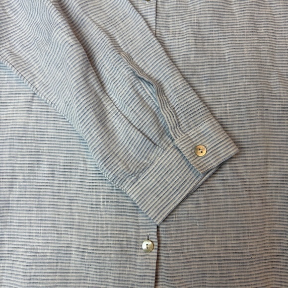 J Jill Love Linen Blue and White 100% Linen Side Tie Tunic Top  Sz. XL - Picture 8 of 11